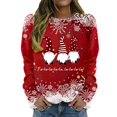 thumbnail image 2 of Baqcunre Sweaters For Women Women's Round Neck Long Sleeved Dwarf Fa La La La Printed Top Hooded Sweater Women Sweatshirt Fall Outfits Women Trendy Red 3XL, 2 of 4