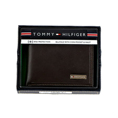 Tommy Hilfiger - Tommy Hilfiger Mens Leather Fordham Bifold Wallet with Coin Pocket Brown ...