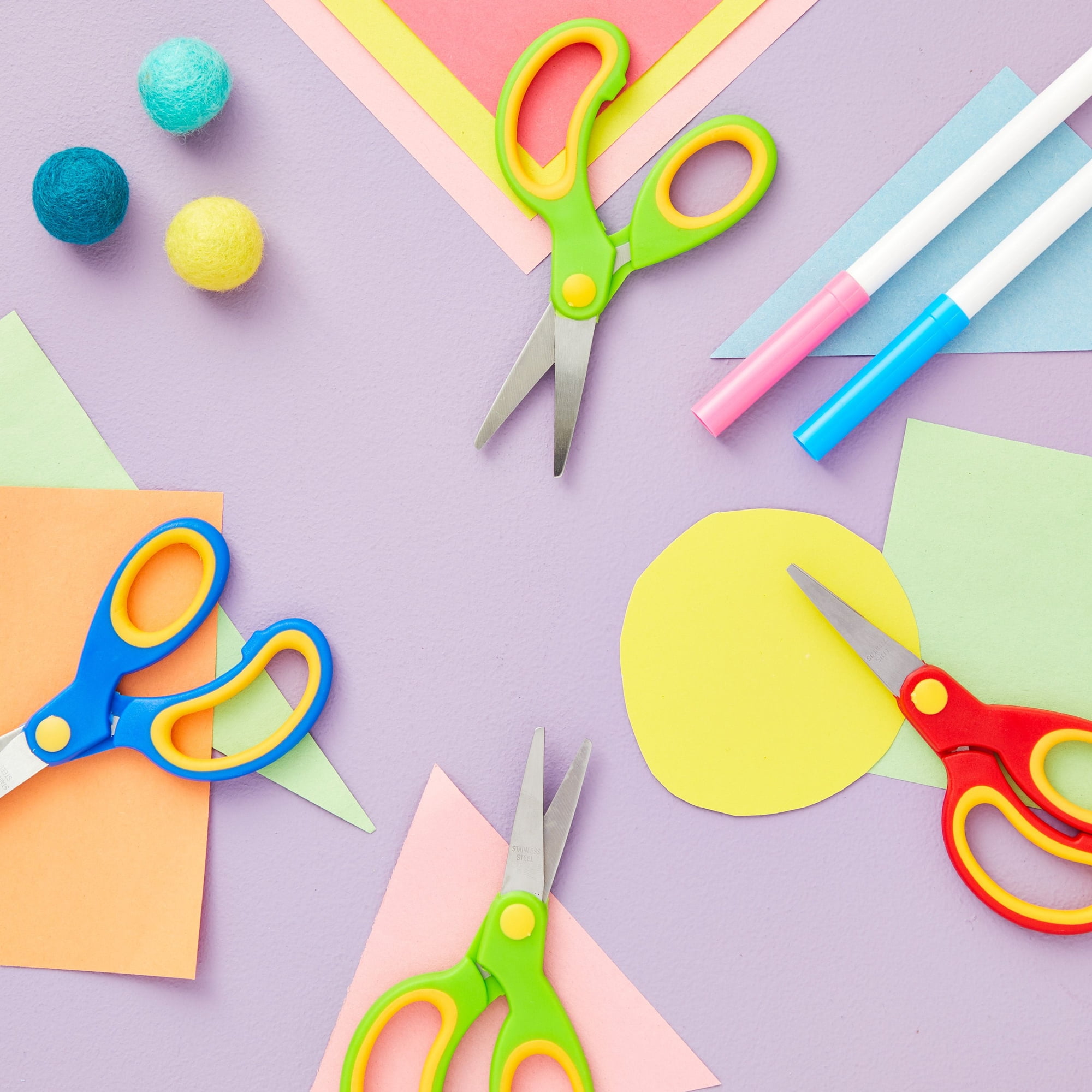 Scissors Bulk for Kids, EZZGOL 96 PACK 5” Safety Blunt Tip Student  Scissors, 6 Assorted Colors Kid Craft Scissors for Cutting Regular