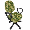 thumbnail image 1 of Camo Office Chair Slipcover, Kitten Silhouette Cat Theme in Jungle Colors Animal Silhouettes, Stretch Decorative Fabric Cover, Standard Size, Green Dark Green Cream, by Ambesonne, 1 of 5