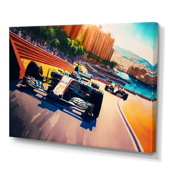 Designart Racing car in Monaco GP VIII Canvas Wall Art