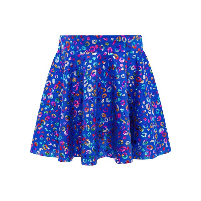 TSSOE Filles Enfants Jupes Métalliques Brillantes à Imprimé Léopard Danse Jupes-Short Plissées Performance Tenue de Danse Bleu P