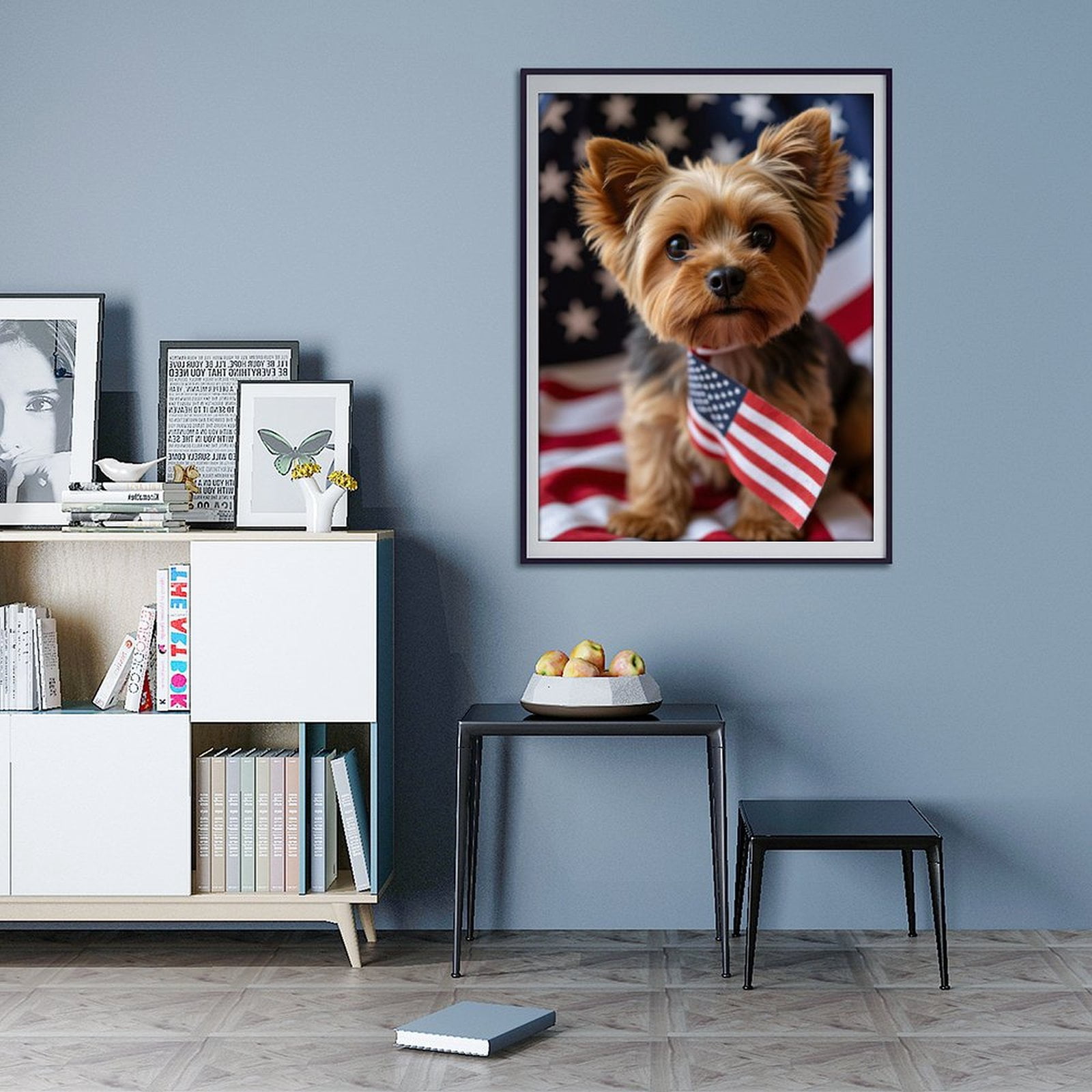 Diamond Art Kits for Adults - 5d Yorkshire Terrier Patriotic Paws Diamond Painting for Adults, Diamond Art for Adults Beginners, Diamond Painting Kits for Adults for Home Wall Decor