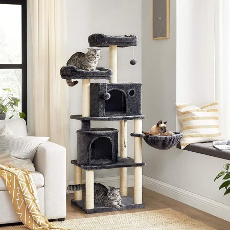 LQQ 55.1-in Faux Fleece Cat Tree & Condo