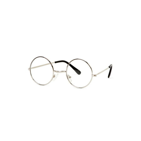 Circular Style Sun Glasses - Silver Frame / Clear Lens