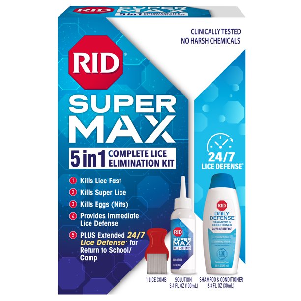 RID Super Max 5in1 Complete Lice Treatment Kit, Kills Super Lice