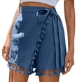 thumbnail image 2 of Ailaofu Womens Wrap Tassel Shorts High Waisted Tie Waist Solid Color Casual Shorts with Fringe Hem Flowy Lightweight Skort Style, 2 of 7