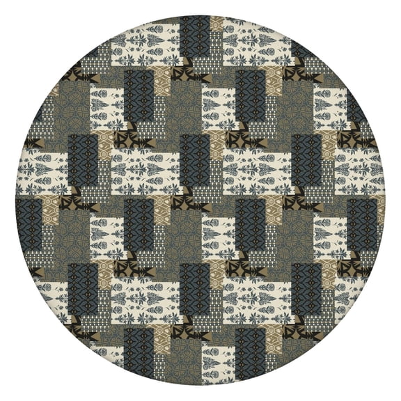 Entertaining Essential Boho Tablecloth, Floral Print and Elastic Hem for 52-56 Inch Tables