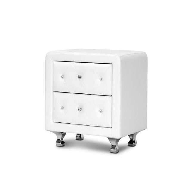 Urban Designs 370018 24 In Crystal Tufted White Upholstered Modern Nightstand Walmart Canada