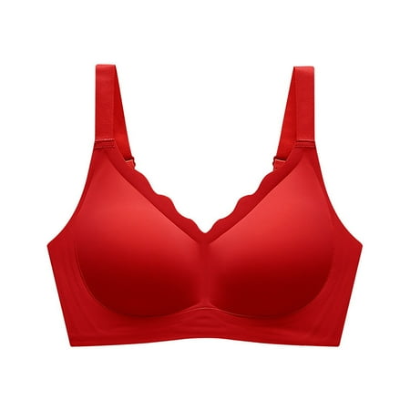 eileial Bras for Women Woman s Balconette Bras No Rims Daily Bra Red M