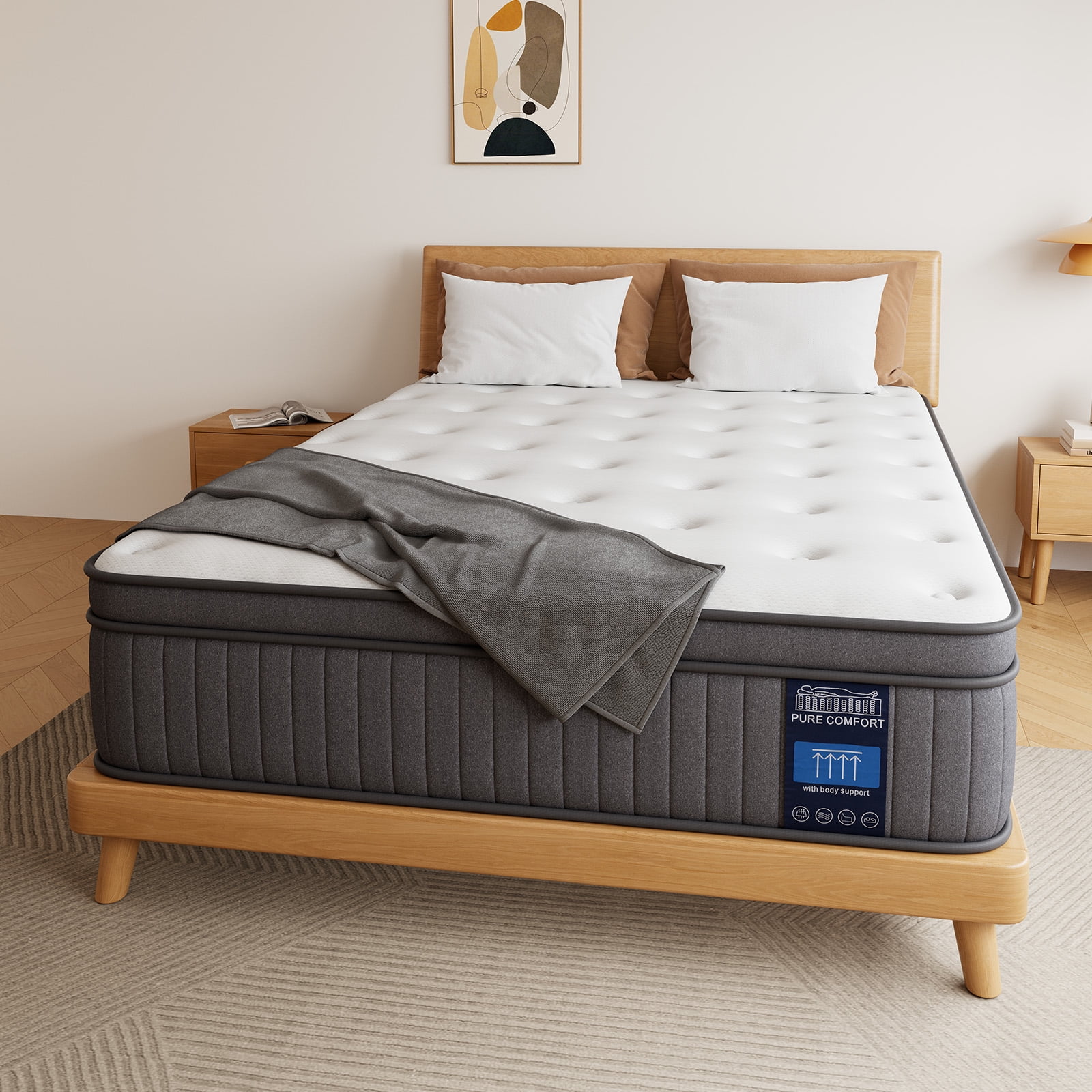 Mubulily Full Size Mattress, 8 inch Memory Foam Hybrid Mattress in a Box, Medium