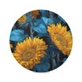 thumbnail image 2 of 15.4" Round Placemat Set of 1 Polyester Fabric Place Mats Non-Slip Dining Kitchen Table Mats for Kitchen Party Decor Blue Leaves and Sunflowers, 2 of 5