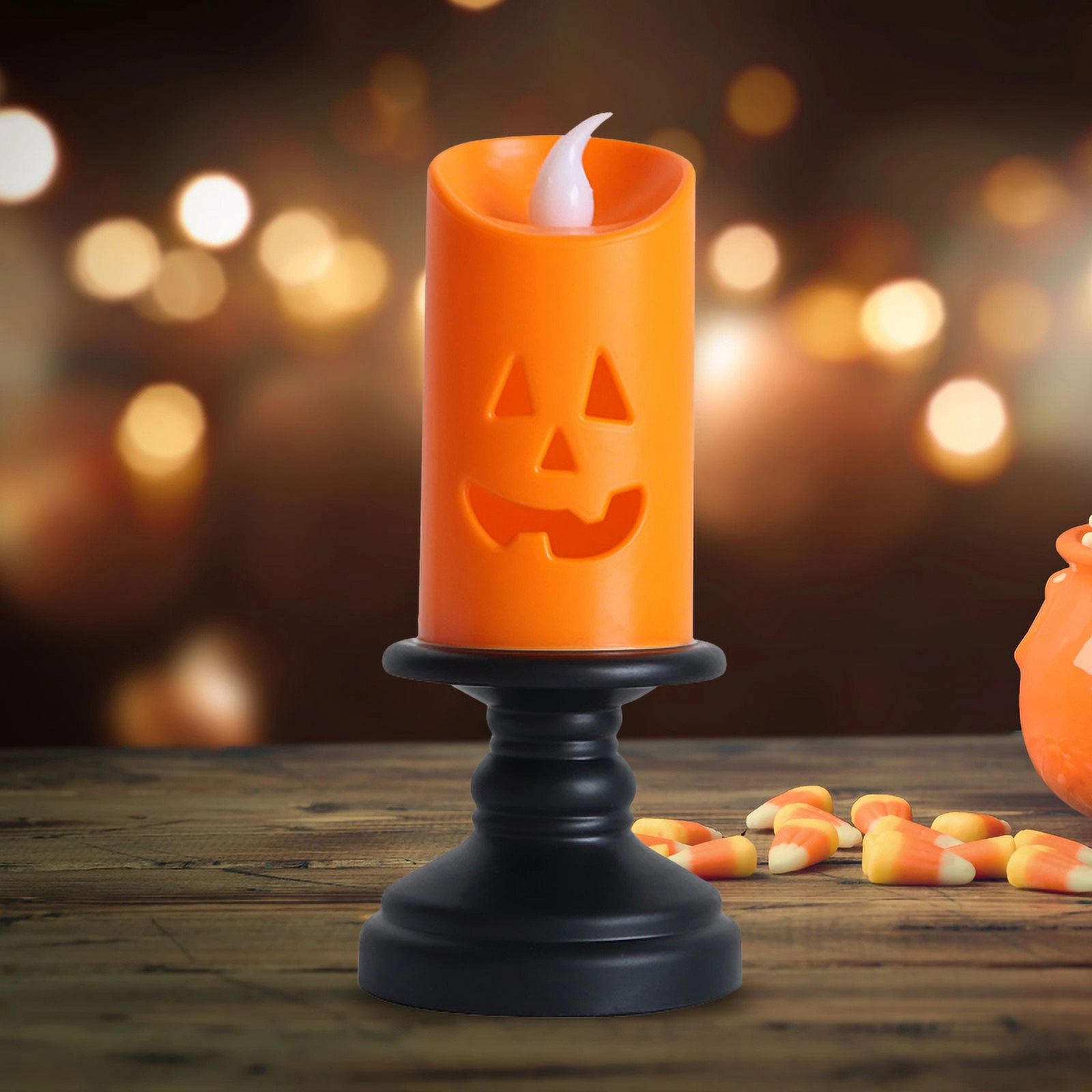 6 PACK Halloween Pumpkin Candle Light, Halloween Orange Flameless Candle Lights LED Lamps Festival Decor Light for Halloween Party - image 5 of 13