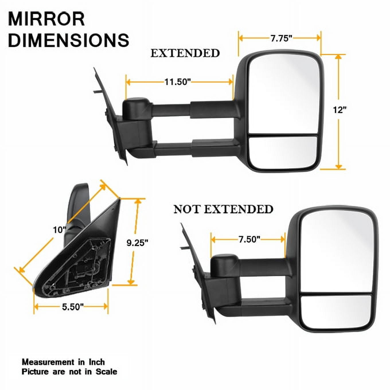 AKKON - For 99-07 Chevy Silverado Pickup Truck Extendable Towing Manual Mirrors Driver+Passenger Side Pair Replacement
