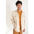 thumbnail image 2 of Flannel Shacket - Men's Button-Down Shirt Jacket, Cream, 2 of 4