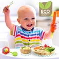 thumbnail image 5 of NutriChef Round Bamboo Baby Plate - 3 Partition Wooden Toddler Dish and Spoon Set w/ Silicone Suction Base for Stay Put Feeding, BPA-Free, Hypoallergenic, for Children Aged 4-72 Months (Sparkle), 5 of 6