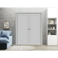 thumbnail image 3 of Sliding French Double Pocket Doors 36 x 80 inches | Quadro 4111 Matte Grey | Kit Trims Rail Hardware | Solid Wood Interior Bedroom Sturdy Doors, 3 of 6