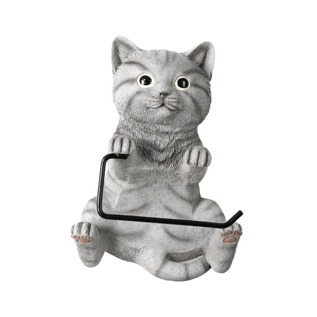Portarrollos de papel higiénico con forma de , dispensador decorativo para baño, divertido soporte para papel higiénico, regalo de inauguración de Gris