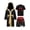 Black&Red, variant on YiZYiF Kids Boys Boxing Kickboxing Fighter Outfits Long Satin Hooded Cloak Athletic Shirt Boxer Shorts Black&Silver 6
