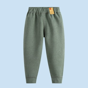 Piuwrlz Kids Thick Plush Pants Girls Boys Long Fleece Sweatpants Cotton Velvet Solid Color Tight Green Size 2-3Years