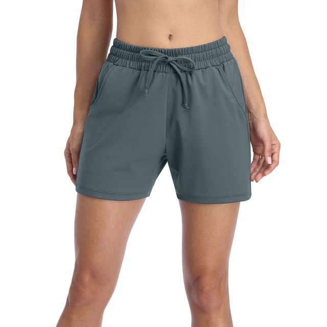 Women's Athletic Shorts Drawstring Elastic Waist Lounge Running Shorts with Pockets