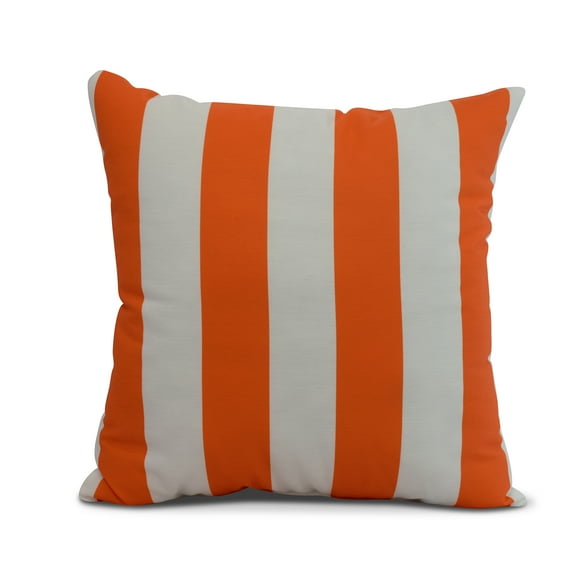Simply Daisy, 16" x 16" Rugby Stripe, Stripe Print Outdoor Pillow, Orange