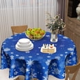 thumbnail image 6 of Winter Blue Snowflake Tablecloth Blue and White Round Tablecloth 60 Inch Snow Winter Table Cloth for Farmhouse Kitchen Decor Polyester Fabric Christmas Table Cover for Holiday Party Outdoor Camping, 6 of 6