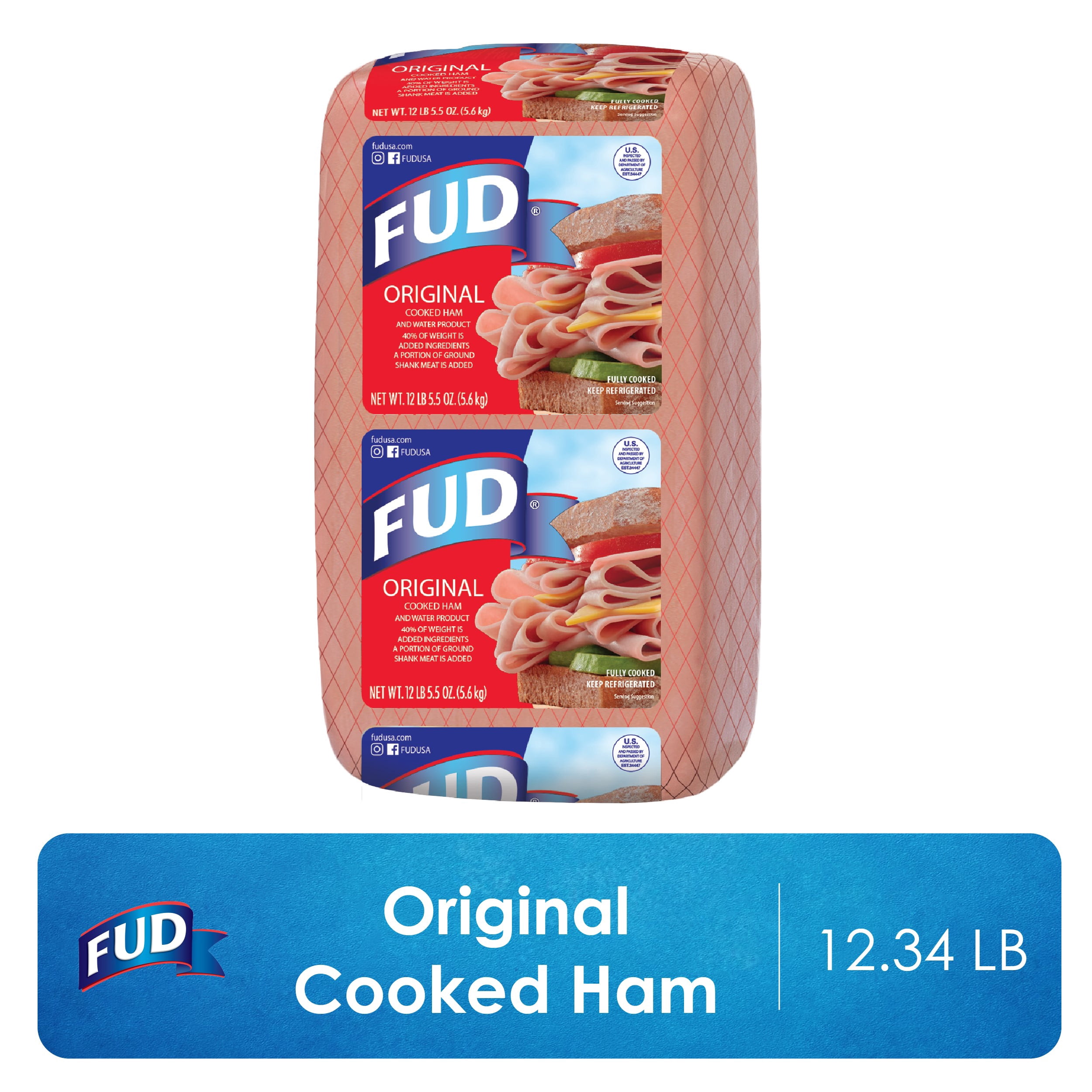 FUD Original Deli Sliced Cooked Ham -12.34lbs. Serving Size 1 Slice (56g)