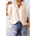 thumbnail image 4 of Blusas Elegantes e Informales para Mujer, -Verano 2025, Cuello en V, Corta, Blusas de Informales para Negocios. Beige M, 4 of 7