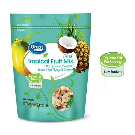 (4 Pack) Great Value Dried Tropical Fruit Mix, 10 (Best Way To Chop Dried Fruit)