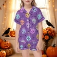 thumbnail image 2 of Afdoent Girls Pajamas Set Halloween Skeleton Print Sleepwear Short Sleeve With Shorts 2Pcs Pajama Sets For Kids Casual Lapel Loungewear Comfortable Holiday Sleepwear 1-2 Years, 2 of 5