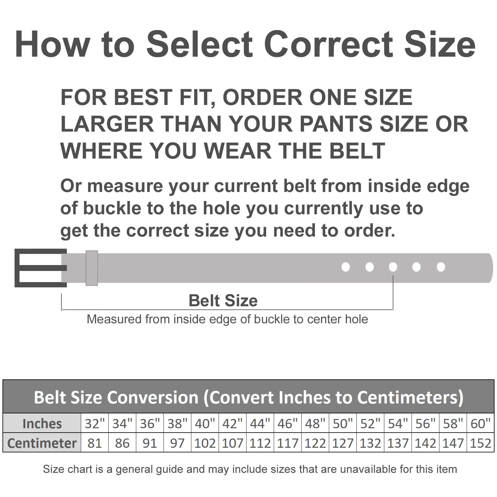 Belt Size Conversion Chart