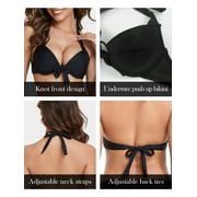 RELLECIGA Womens Push Up Bikini Top Knot Front Underwire Bathing Suit