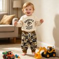 thumbnail image 2 of Xudanell Toddler Boy Winter Clothes Embroidery Baby Camo Fall Outfits Retro Smooth Sweatshirts Pants Set, 2 of 8