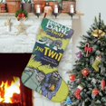 thumbnail image 1 of Los Twits Tema: Calcetines de Navidad, fino lino blanco para colgar en escaleras y chimenea, decoración navideña para el hogar, regalo de Navidad.54cm×38cm, 1 of 5