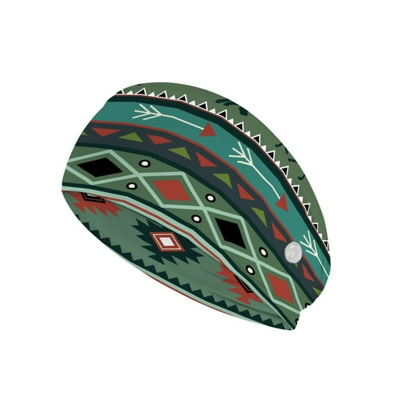 COEQINE Aztec Ethnic Nurse Button Headband Knotted Headbands for Women's Hair Sport Headbands for Men Sweatband for Running,Workout,Basketball Sports Headbands Bulk Patient Care