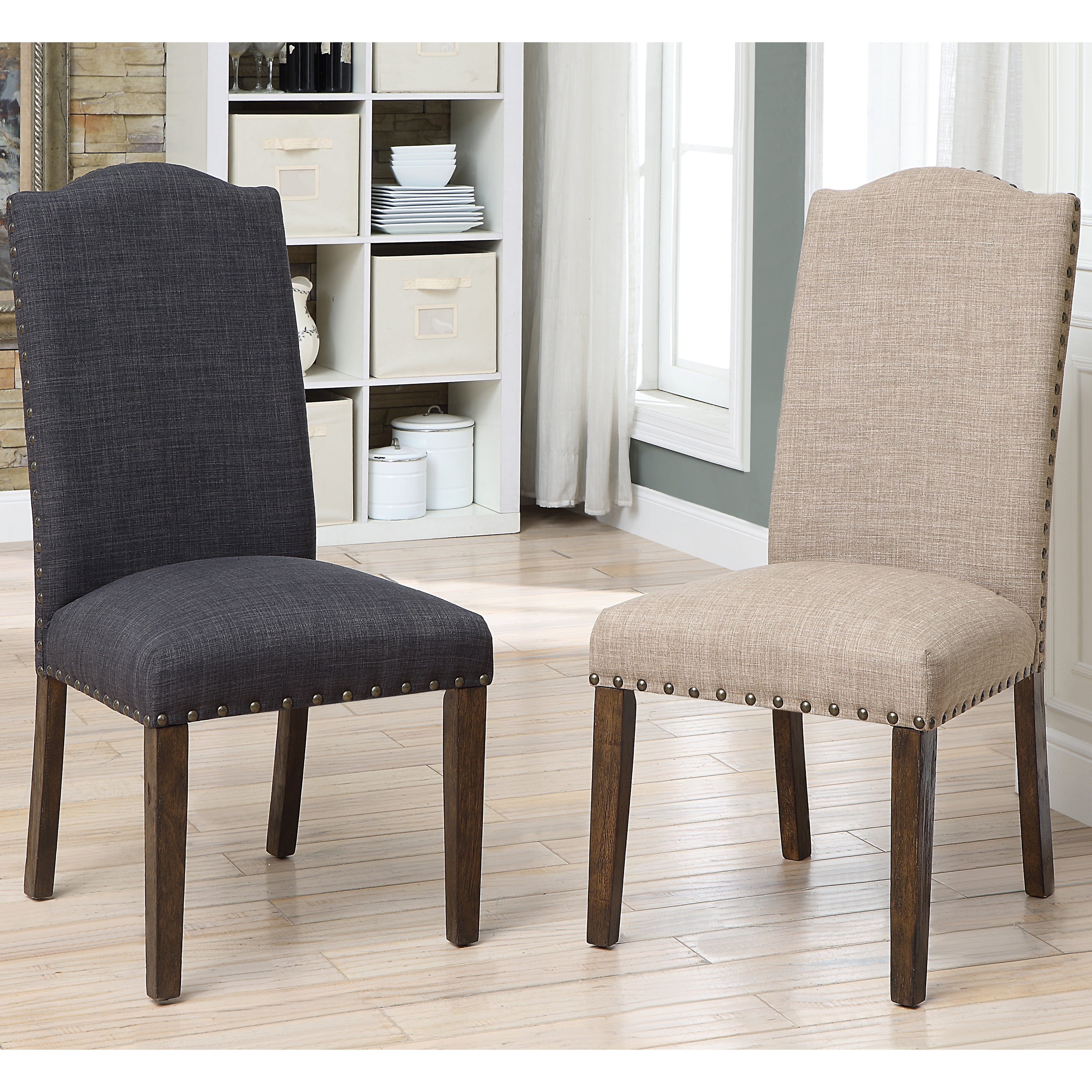 Furniture of America Joan Upholstered Dining Chairs - Set of 2, Brown