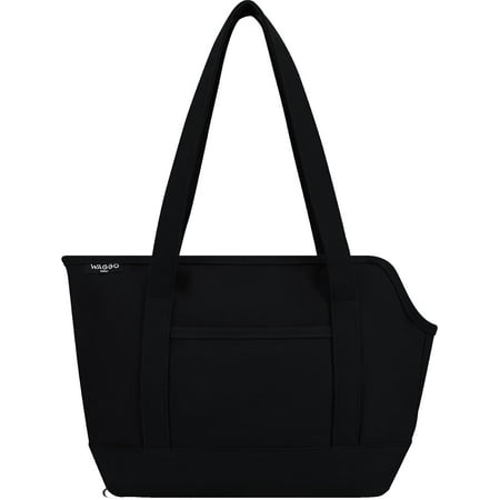 Canvas Dog Bag Carrier Tote Purse for Travel with Pocket  for Pet Small Dog & Cat  Soft-Sided with Safety Tether | Ideal for Subway  Walking  Hiking (Black)