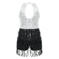 thumbnail image 4 of Aislor Kids Girls' Sequins Latin Jazz Dance Costume Tassel Tuxedo Modern Dance Leotard Jumpsuit White 14, 4 of 7