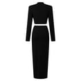 thumbnail image 5 of Women Sexy Long Sleeve Neck Cutout Ruched Bodycon Midi Dress - Polyester & Spandex, Ideal for Club & Party Occasions, 5 of 8