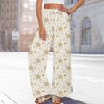 thumbnail image 5 of WTOBBY Women's Floral Print Wide Leg Pants with Deep Pockets, High Waist Drawstring Comfort Trousers for Casual and Outdoor Wear,Complexion L, 5 of 6