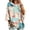Cyan, variant on Oversized 3/4 Sleeve Hoodie for Women Loose Casual Drawstring Hooded Floral Patchwork Pattern Pullover Tops