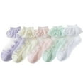 thumbnail image 1 of CUITING 5 Pairs Ruffle Frilly Socks Toddler Girls Princess Cotton Frilly Socks Lace Ankle Dress Socks Summer Mesh Socks, 1 of 7
