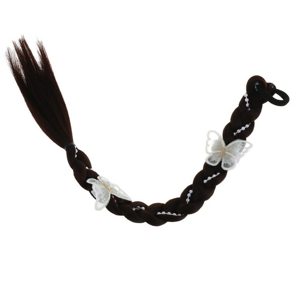 FRCOLOR DIY Braided Ponytail Extension for Women Fashionable High Temperature Fiber Dark Brown