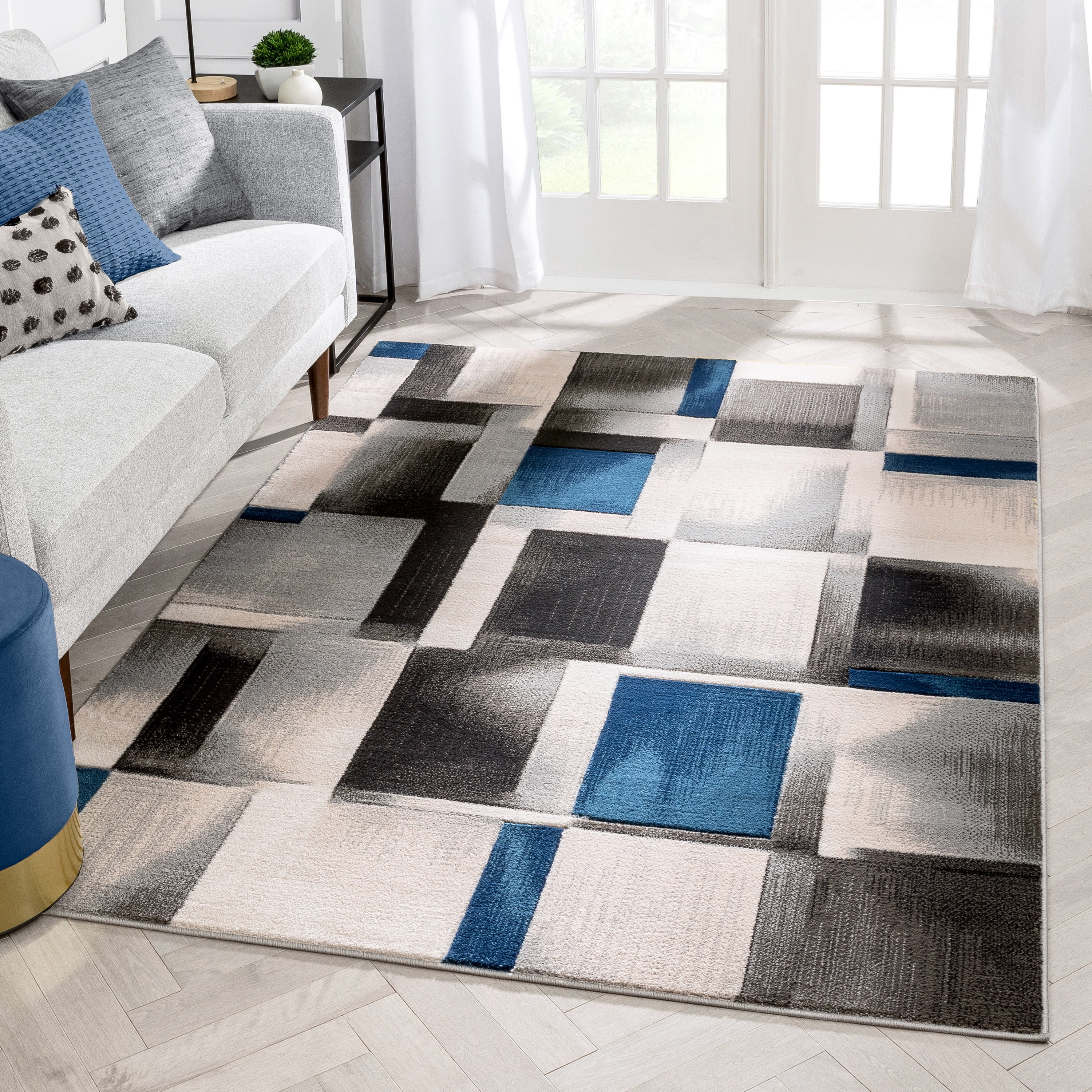 Well Woven Good Vibes Louisa Modern Geometric Blue 3'11" x 5'3" Area Rug