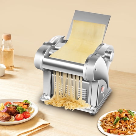 Noodle Making Machine, Stainless Steel Pasta Maker, Homemade Pasta Maker Adjustable Speed with Dough Cutter Roller for Spaghetti Fettuccini Lasagna Dumpling Skins