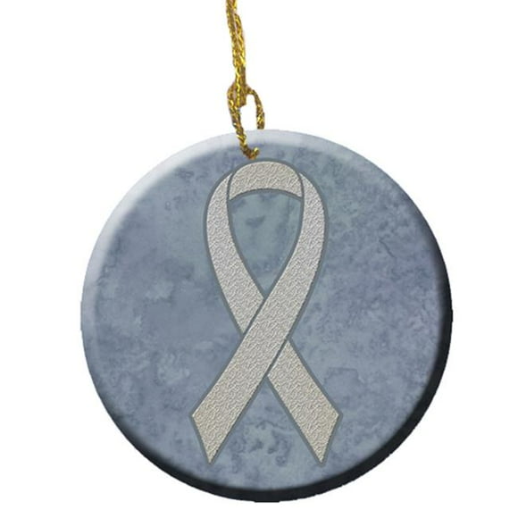 Clear Ribbon for Lung Cancer Awareness Ceramic Ornament, 2.81 Dia