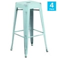 thumbnail image 3 of Flash Furniture Kai Commercial Grade 4 Pack 30" High Backless Distressed Green-Blue Metal Indoor-Outdoor Barstool, 3 of 11