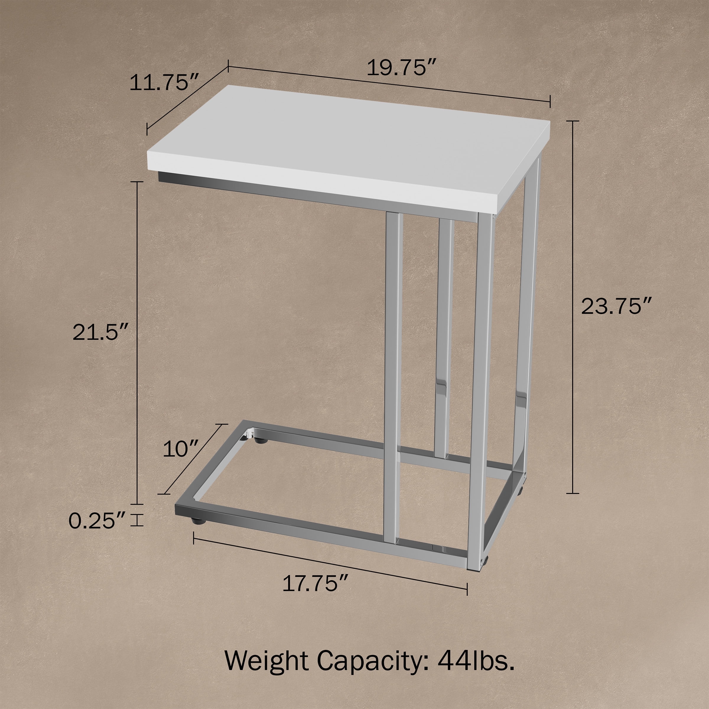 Lavish Home Set of 2 C Shaped Side Table, Modern End Tables, Laptop Trays or Compact Bedside Nightstands, Space Saving Furniture, White