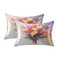 thumbnail image 2 of Dailycode Satin Pillow Case Standard Silk Pillow Cover for Hair and Skin Envelope Closure Bouquet Flowers Oil Painting 20"x26", 2 of 9